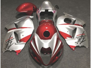 1997-2007 Gloss Red and Silver Suzuki GSXR 1300 Hayabusa Motorcycle Fairings