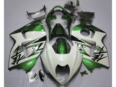 1997-2007 Gloss White & Green Suzuki GSXR 1300 Hayabusa Motorcycle Fairings