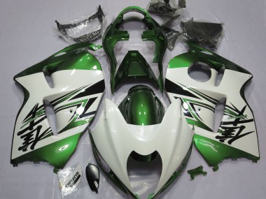 1997-2007 Gloss White & Green Suzuki GSXR 1300 Hayabusa Motorcycle Fairings