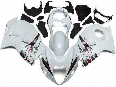 1997-2007 Gloss White and Silver Style Suzuki GSXR 1300 Hayabusa Motorcycle Fairings