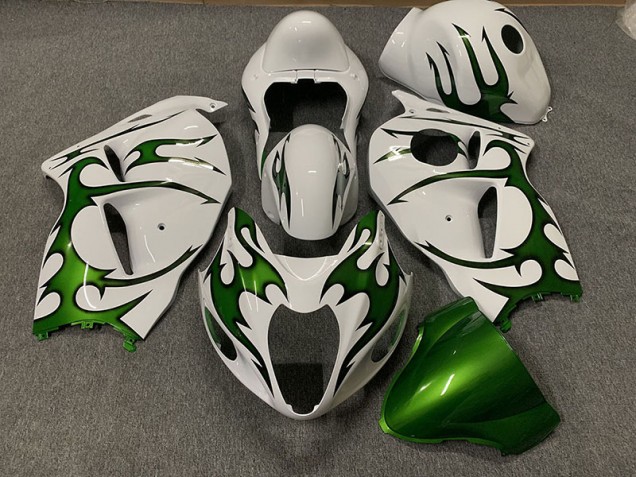 1997-2007 Green and White Suzuki GSXR 1300 Hayabusa Motorcycle Fairings