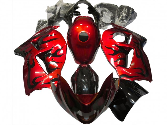 1997-2007 Red & Black Flame Suzuki GSXR 1300 Hayabusa Motorcycle Fairings 1997-2007 Red & Black Flame Suzuki GSXR 1300 Hayabusa Motorcycle Fairings