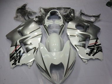 1997-2007 White and Silver Suzuki GSXR 1300 Hayabusa Motorcycle Fairings