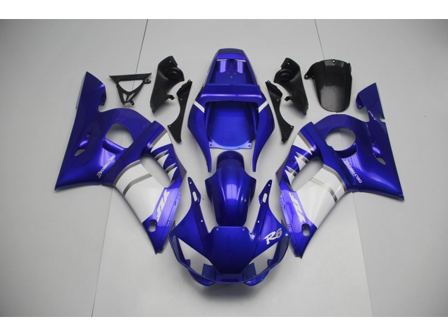 1998-2002 Silver White and Blue Yamaha R6 Motorcycle Fairings 1998-2002 Silver White and Blue Yamaha R6 Motorcycle Fairings