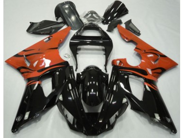 2000-2001 Black Flame & Orange Yamaha R1 Motorcycle Fairings