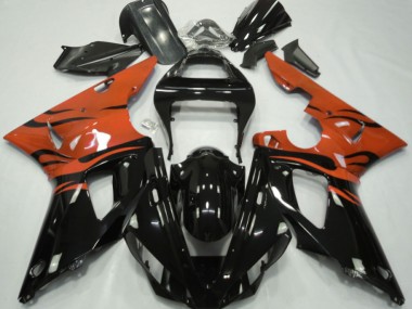 2000-2001 Black Flame & Orange Yamaha R1 Motorcycle Fairings