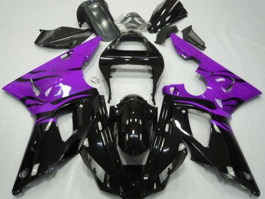 2000-2001 Black Flame & Purple Yamaha R1 Motorcycle Fairings