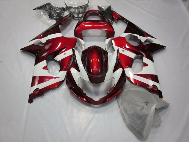 2000-2002 Deep Red and White Suzuki GSXR 1000 Motorcycle Fairings 2000-2002 Deep Red and White Suzuki GSXR 1000 Motorcycle Fairings