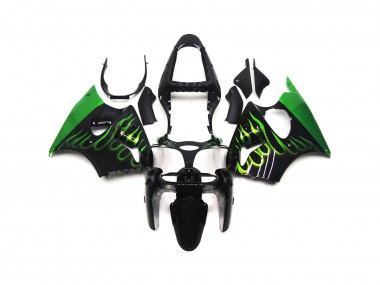 2000-2002 Gloss Green Flame Plain Kawasaki ZX6R Motorcycle Fairings