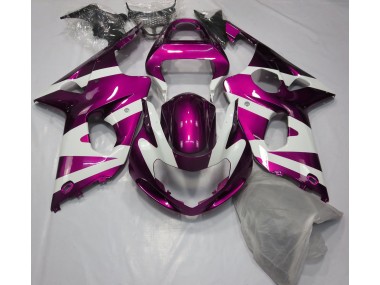 2000-2002 Gloss Pink & White Suzuki GSXR 1000 Motorcycle Fairings