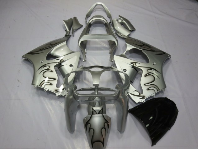 2000-2002 Silver Flame Kawasaki ZX6R Motorcycle Fairings