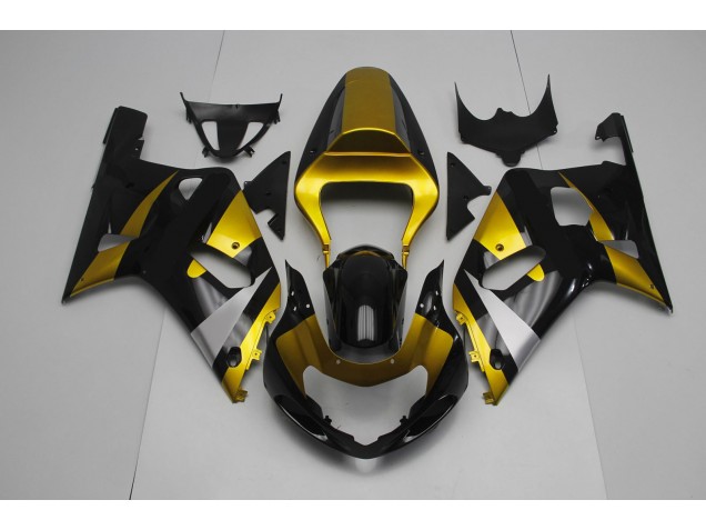 2001-2003 Gloss Black and Gold Suzuki GSXR 600-750 Motorcycle Fairings 2001-2003 Gloss Black and Gold Suzuki GSXR 600-750 Motorcycle Fairings