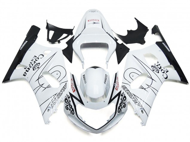 2001-2003 Gloss White Corona and Black Suzuki GSXR 600-750 Motorcycle Fairings