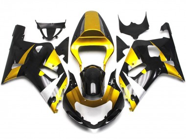 2001-2003 Gold and Gloss Black Style Suzuki GSXR 600-750 Motorcycle Fairings