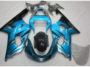 2001-2003 Light Blue and Silver Suzuki GSXR 600-750 Motorcycle Fairings