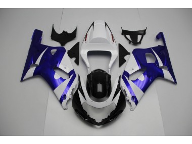 2001-2003 White and Blue Suzuki GSXR 600-750 Motorcycle Fairings