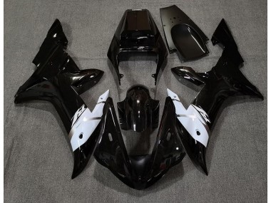 2002-2003 Gloss Black White and Silver Yamaha R1 Motorcycle Fairings