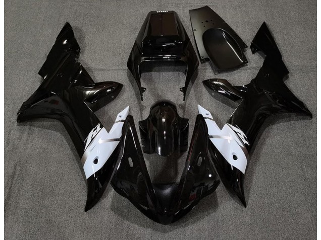 2002-2003 Gloss Black White and Silver Yamaha R1 Motorcycle Fairings
