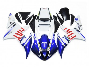 2002-2003 Gloss White and Blue Fiat Yamaha R1 Motorcycle Fairings