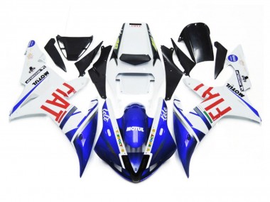 2002-2003 Gloss White and Blue Fiat Yamaha R1 Motorcycle Fairings