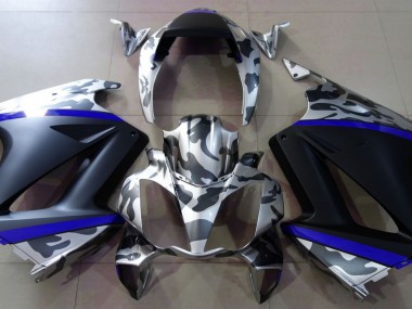 2002-2012 Grey Camouflage & Blue Honda VFR800 Motorcycle Fairings
