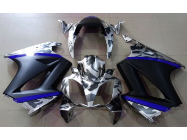 2002-2012 Grey Camouflage & Blue Honda VFR800 Motorcycle Fairings
