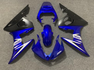 2003-2004 Blue White and Matte Black Yamaha R6 Motorcycle Fairings
