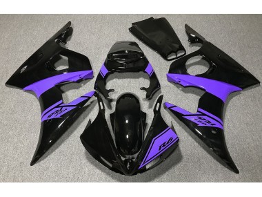 2003-2004 Gloss Black and Purple Yamaha R6 Motorcycle Fairings
