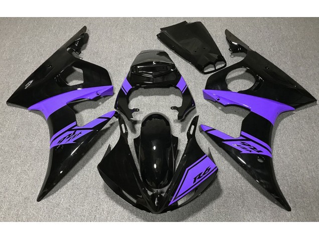 2003-2004 Gloss Black and Purple Yamaha R6 Motorcycle Fairings