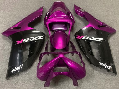 2003-2004 Gloss Pink and Black Kawasaki ZX6R Motorcycle Fairings