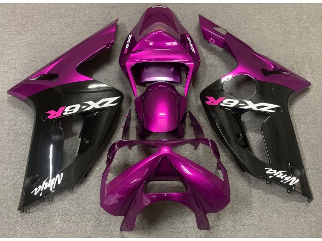 2003-2004 Gloss Pink and Black Kawasaki ZX6R Motorcycle Fairings 2003-2004 Gloss Pink and Black Kawasaki ZX6R Motorcycle Fairings