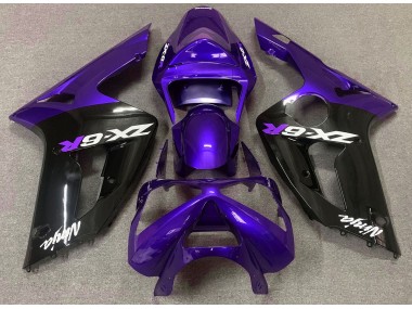 2003-2004 Gloss Purple and Black Kawasaki ZX6R Motorcycle Fairings