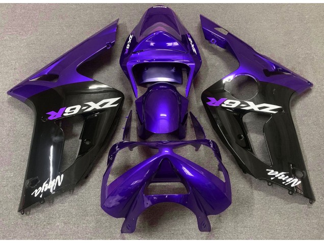 2003-2004 Gloss Purple and Black Kawasaki ZX6R Motorcycle Fairings