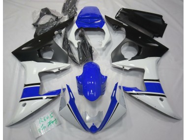 2003-2004 Gloss White and Blue Yamaha R6 Motorcycle Fairings
