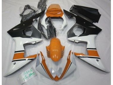 2003-2004 Gloss White and Orange Yamaha R6 Motorcycle Fairings