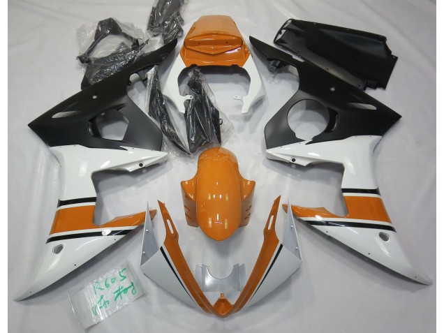 2003-2004 Gloss White and Orange Yamaha R6 Motorcycle Fairings 2003-2004 Gloss White and Orange Yamaha R6 Motorcycle Fairings