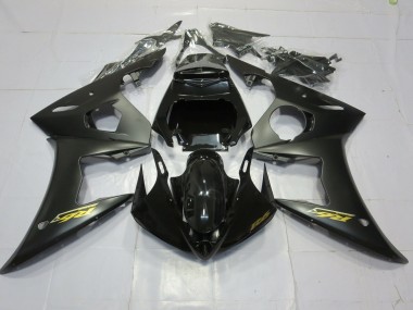 2003-2004 Matte Black Gold Yamaha R6 Motorcycle Fairings