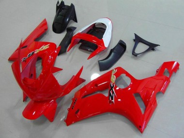 2003-2004 Red and White Kawasaki ZX6R Motorcycle Fairings