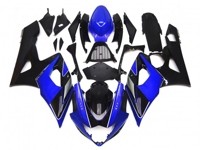 2005-2006 Black and Blue Gloss with silver Suzuki GSXR 1000 Motorcycle Fairings 2005-2006 Black and Blue Gloss with silver Suzuki GSXR 1000 Motorcycle Fairings