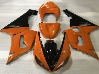 2005-2006 Gloss Orange & Black Kawasaki ZX6R Motorcycle Fairings