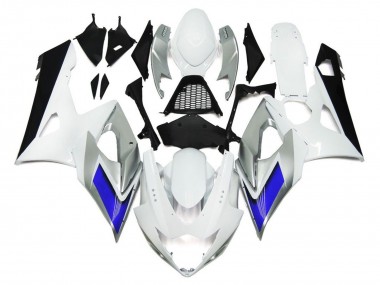 2005-2006 Gloss White Style with Silver Hints and Blue Suzuki GSXR 1000 Motorcycle Fairings
