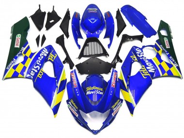2005-2006 MoviStar Blue and Yellow Check Suzuki GSXR 1000 Motorcycle Fairings