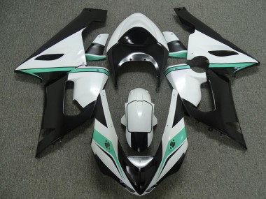 2005-2006 Teal White and Black Kawasaki ZX6R Motorcycle Fairings