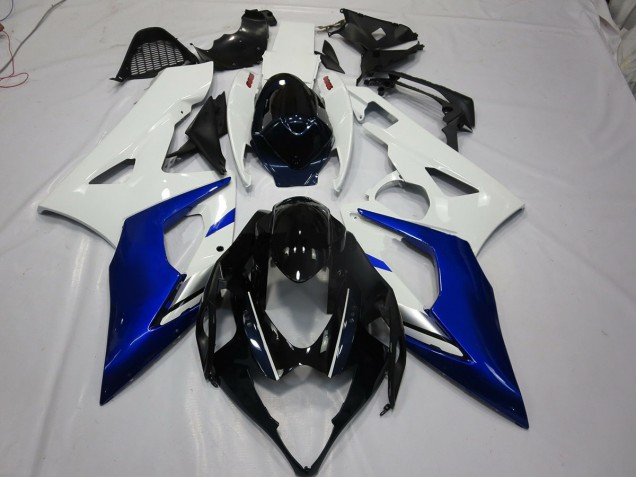 2005-2006 White and Blue Suzuki GSXR 1000 Motorcycle Fairings