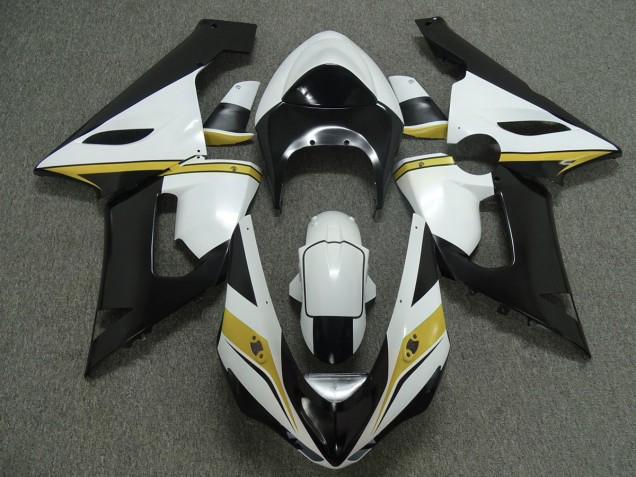 2005-2006 Yellow White and Black Kawasaki ZX6R Motorcycle Fairings 2005-2006 Yellow White and Black Kawasaki ZX6R Motorcycle Fairings