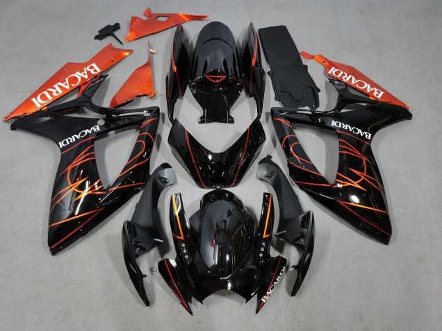 2006-2007 Bacardi Black and Orange Suzuki GSXR 600-750 Motorcycle Fairings 2006-2007 Bacardi Black and Orange Suzuki GSXR 600-750 Motorcycle Fairings