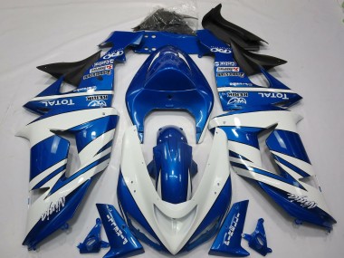2006-2007 Blue White Ninja Kawasaki ZX10R Motorcycle Fairings