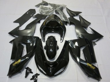 2006-2007 Gloss Black Gold Kawasaki ZX10R Motorcycle Fairings