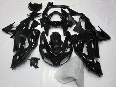 2006-2007 Gloss Black Plain Kawasaki ZX10R Motorcycle Fairings
