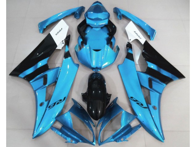 2006-2007 Gloss Light Blue and Black Yamaha R6 Motorcycle Fairings